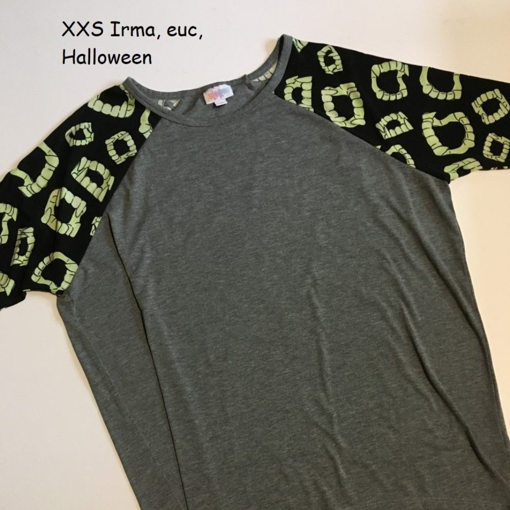 XXS Lularoe Irma tunic top, vampire teeth